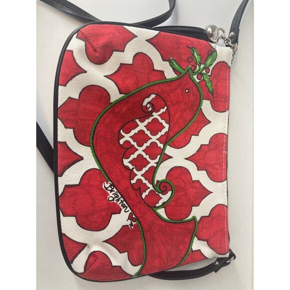 BRIGHTON SMALL RED, WHITE DOVE WITH HOLLY CROSSBODY BAG - Picture 3 of 12